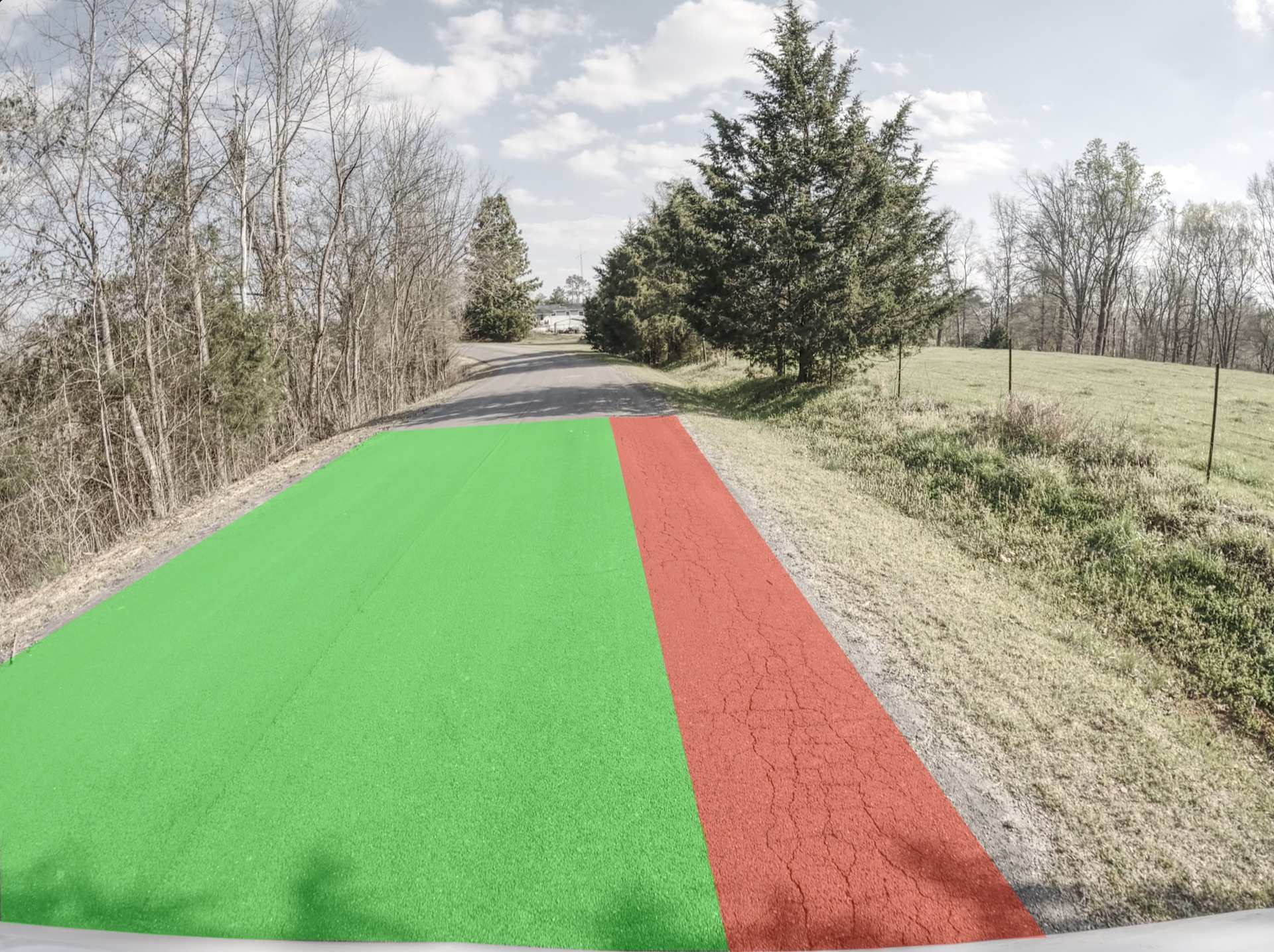 Road segment with construction state assessment
